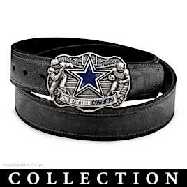 Dallas Cowboys Metal Belt Buckles, Belt And Display