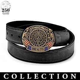 U.S. Army 250th Anniversary Metal Belt Buckles And Display