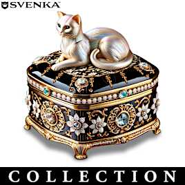 コレクション Jewelry cat Keepsake Boxes Adorned With Svenka Crystals And Cat Sculptures