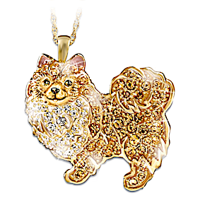Best In Show Pomeranian Crystal Pendant Necklace