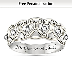 Hearts Full Of Diamonds Personalized Ring