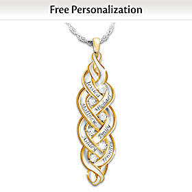 Strength Of Family Personalized Diamond Pendant Necklace