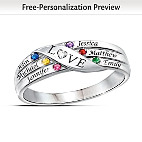 Diamond & Birthstone Family Together Personalized Ring