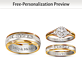 Diamond Together Forever Personalized Wedding Ring Sets