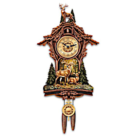 Whitetail Gathering Cuckoo Clock