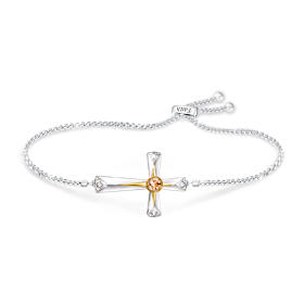 Diamond Grounded In Faith Holy Land Sand Cross Bracelet