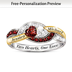 Two Hearts, One Love Personalized Ring