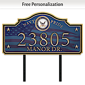 Navy Pride Personalized Address Sign