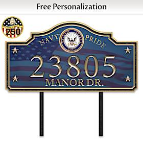 Navy Pride Personalized Address Sign