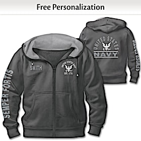 Ready At The Reveille Navy Personalized Men's Hoodie