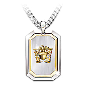 Genuine Diamond The Courage To Serve Navy Pendant Necklace