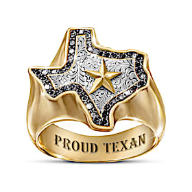 26 Genuine Black Diamonds Proud Texan Ring