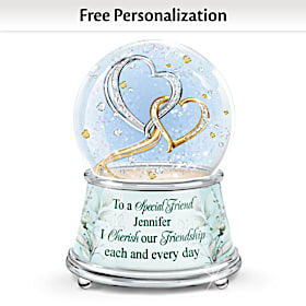 My Heart, My World Friend Personalized Glitter Globe