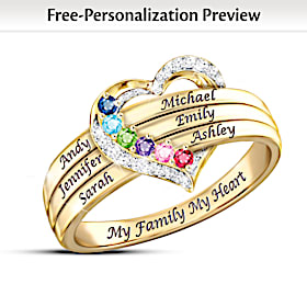 Birthstone My Family, My Heart Personalized Ring