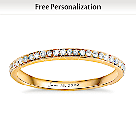 Golden Moment Of Love Personalized Diamond Wedding Ring