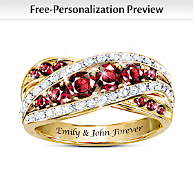 A Dozen Rubies Of Love Personalized Ring