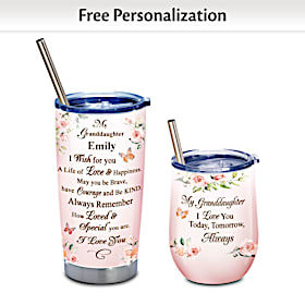 Granddaughter, I Love You Personalized Drinkware Set