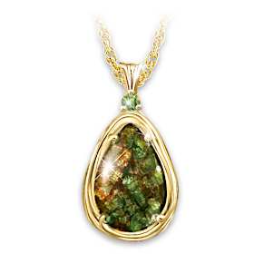 Ammolite Miracle Of Nature Genuine Gemstone Pendant Necklace