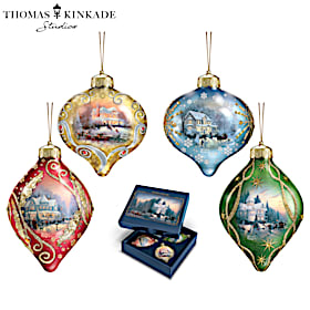 Thomas Kinkade Light Up The Season Ornament Collection