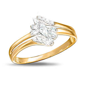 Fire And Ice 10K Solid Gold And Diamond Ring Size 8
