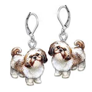 Shih Tzu Playful Pup Earrings