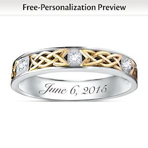 Irish Trinity Knot Personalized Men's Wedding Ring  