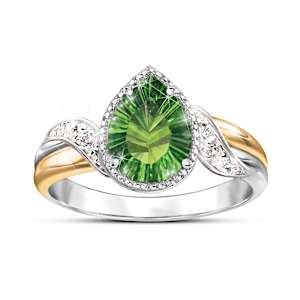 Majestic Helenite And Diamond Ring Size 7