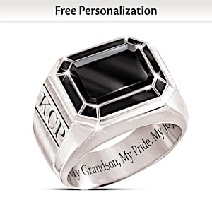 Black Onyx My Grandson, My Pride, My Joy Personalized Ring