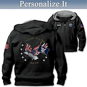 Navy Pride Personalized Hoodie Size Large (42-44)