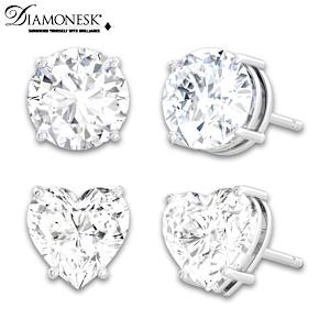 3.5-Carat Diamonesk Classic Heart And Stud Earrings Set