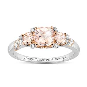 Genuine Morganite And Diamond Forever After Ring Size 7