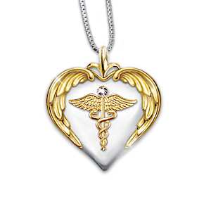 Genuine Diamond Nurse's Serenity Prayer Pendant