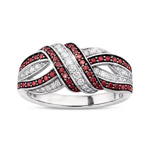Genuine Red And White Diamond Mystique Ring