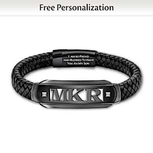 Diamond I Love You My Son Laser-Cut Personalized Bracelet