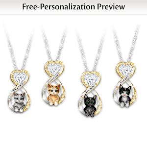 Always In My Heart Cat Infinity Personalized Necklace