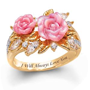 I Will Always Love You Carved Mother-Of-Pearl Ring