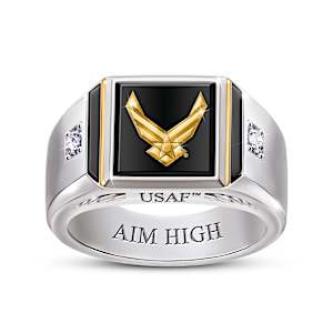 Black Onyx And Diamond Airman Of Distinction Ring