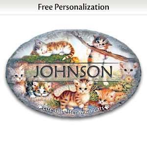 Life Is Better With Cats Personalized Welcome Sign