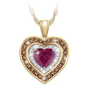 Genuine Ruby And Diamond Sweet Embrace Pendant Necklace