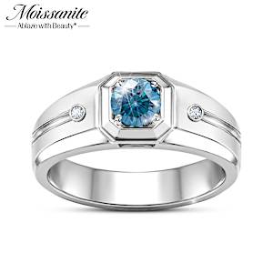 Blue Moissanite Cosmic Legend Ring