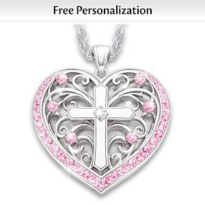 Personalized Birthstone God's Blessings Pendant Necklace