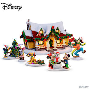 Disney Mickey & Friends Merry Christmas House Sculpture Set