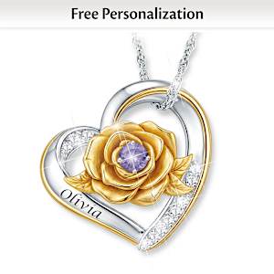Birthstone Bloom With Love Personalized Pendant Necklace