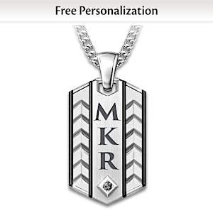 Black Sapphire Strength Within Personalized Pendant Necklace