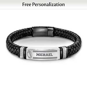 Grandson, My Champion Personalized Leather Sports Bracelet