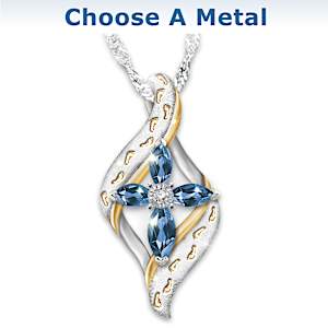 Diamond & Lab-Grown Sapphire Footprints In The Sand Necklace