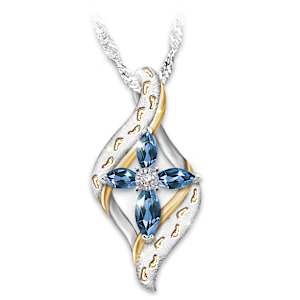 Diamond & Lab-Grown Sapphire Footprints In The Sand Necklace