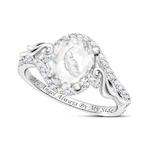 8-Carat When Feathers Appear Etched Crystal Ring