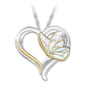 Mother-Of-Pearl Inlay Messenger From Heaven Pendant Necklace
