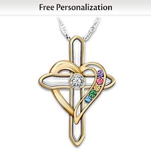 Birthstone A Mother's Faith And Family Personalized Necklace